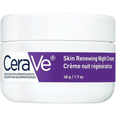 كريم CeraVe Skin Renewing Night Cream | مرطب للوجه بالنياسيناميد ومركب الببتيد وحمض الهيالورونيك | 1.7 أونصة