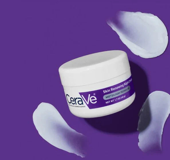 كريم CeraVe Skin Renewing Night Cream | مرطب للوجه بالنياسيناميد ومركب الببتيد وحمض الهيالورونيك | 1.7 أونصة