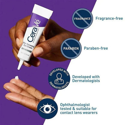 CeraVe Eye Cream for Wrinkles Under Eye Cream with Caffeine, Peptides, Free & Ophthalmologist Tested 0.5 Ounces, 0.5 Ounce